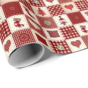 Vintage-Weihnachtsquiltschema-Wrap-Papier Geschenkpapier