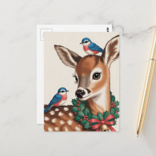 Vintage-Weihnachtsreh Postkarte