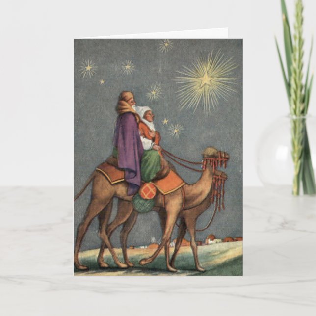 Vintage Weihnachtsreise nach Bethlehem Feiertagskarte (Vorderseite)