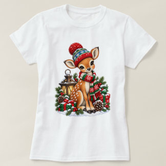 Vintage-Weihnachtsrentier Retro-Winterfeiertag T-Shirt