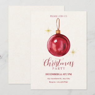 Vintage-Weihnachtsroter Ball  Einladung