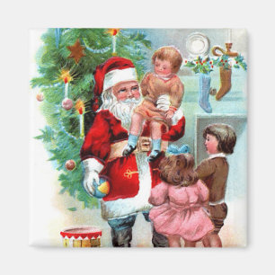 Vintage Weihnachtssankt-Szene Magnet