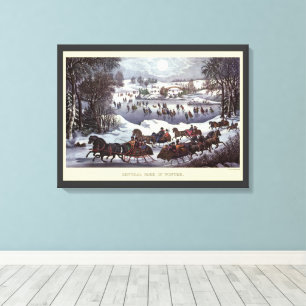 Vintage-Weihnachtsschlitten, Central Park im Winte Leinwanddruck