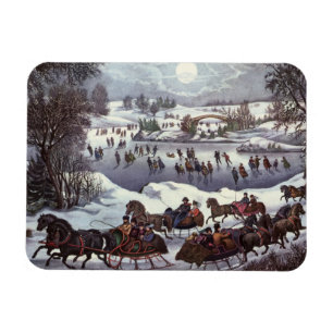 Vintage Weihnachtsschlitten, Central Park im Winte Magnet