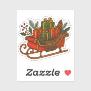 Vintage-Weihnachtsschlitten mit Geschenken Aufkleber