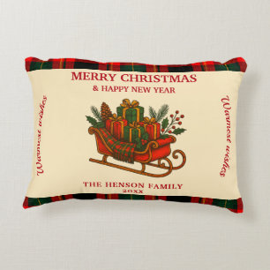 Vintage-Weihnachtsschlitten mit Geschenken und Kar Dekokissen