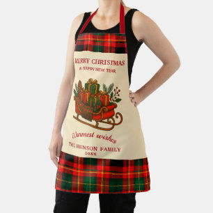 Vintage-Weihnachtsschlitten mit Geschenken und Kar Schürze