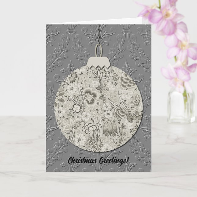 Vintage Weihnachtsschmuck Art Card Grau Karte (Orchidee)