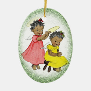 Vintage-Weihnachtsschmuck für afrikanisch-amerikan Keramikornament