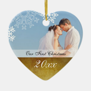 Vintage-Weihnachtsschmuck für Paare zum ersten Wei Keramikornament