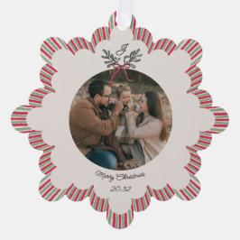 Vintage-Weihnachtsschmuck mit Foto und Monogramm Ornament Karte