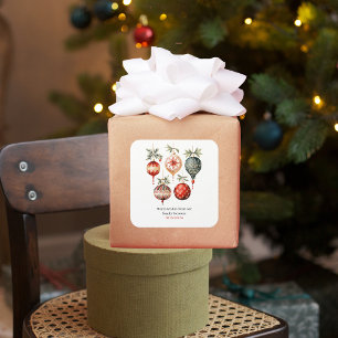 Vintage Weihnachtsschmuck Quadratischer Aufkleber