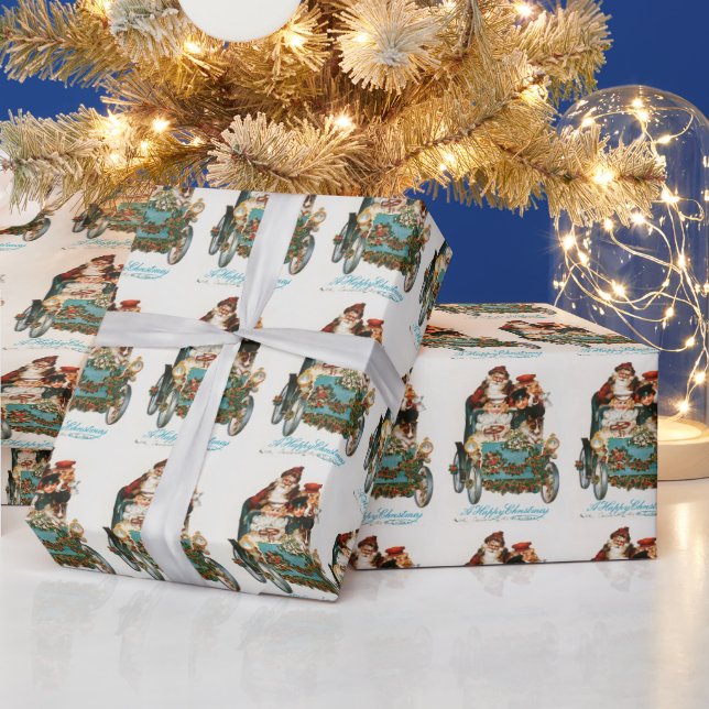 Vintage-Weihnachtsschnee und Weihnachtsmann  Geschenkpapier (Feiertage)