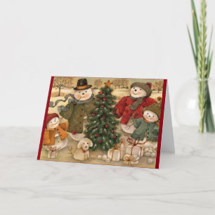 Vintage-Weihnachtsschneemänner Feiertagskarte