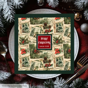 Vintage Weihnachtsservietten auf der Postkarte Serviette