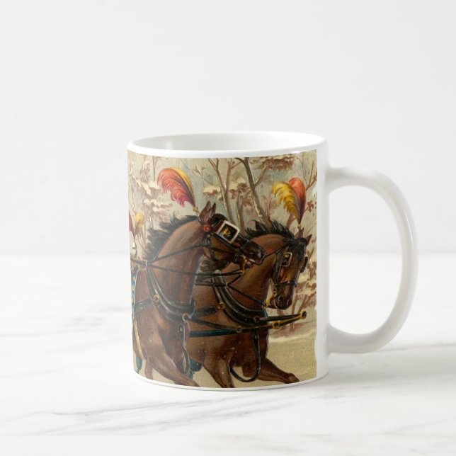 Vintage Weihnachtssleigh-Fahrt Tasse (Rechts)