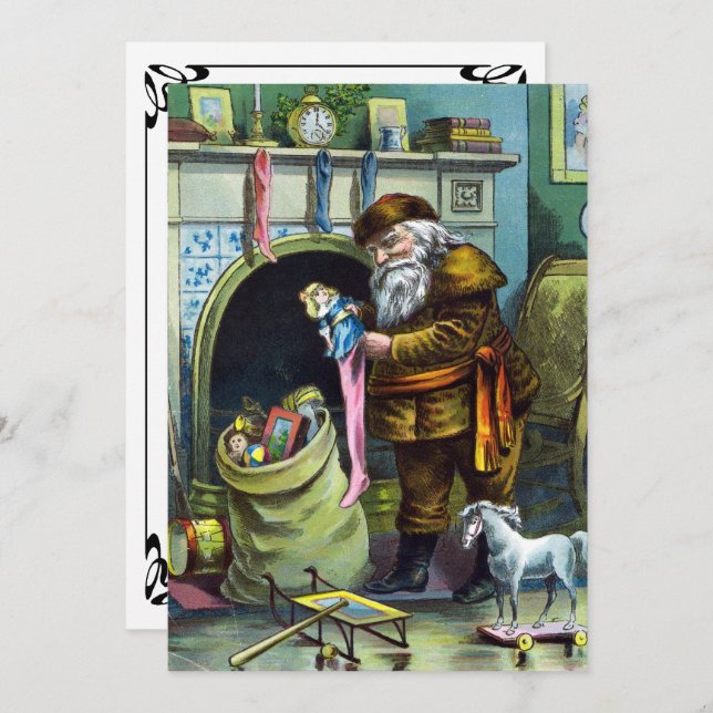 Vintage Weihnachtsspielzeug Weihnachtsfeier Party  Einladung (Vorne/Hinten)