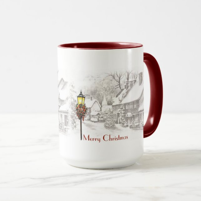 Vintage Weihnachtsstadt Kaffee Tasse (VorderseiteRechts)
