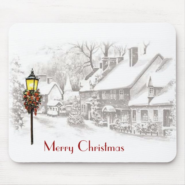 Vintage Weihnachtsstadt-Mauspad Mousepad (Vorne)