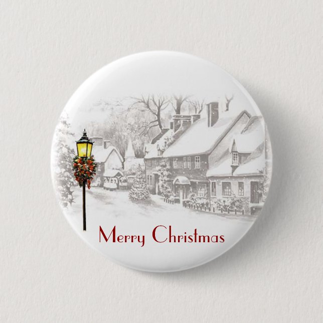 Vintage Weihnachtsstadt-Schaltfläche Button (Vorderseite)
