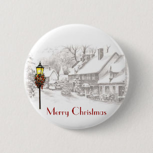 Vintage Weihnachtsstadt-Schaltfläche Button