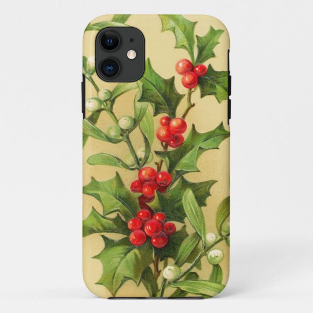 Vintage Weihnachtsstechpalme Case-Mate iPhone Hülle (Rückseite)