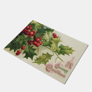 Vintage Weihnachtsstechpalme Feiertagsfußmatte Fußmatte