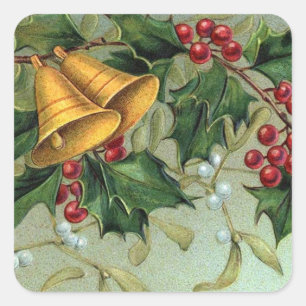 Vintage Weihnachtsstechpalmen-Beeren - Aufkleber
