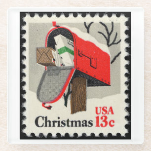 Vintage-Weihnachtsstempel Glasuntersetzer