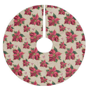 Vintage-Weihnachtsstern Goldumrandung 2 Polyester Weihnachtsbaumdecke