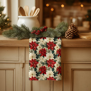 Vintage-Weihnachtsstern-Handtuch Cottagecore-Festt Geschirrtuch