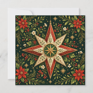 Vintage-Weihnachtsstern-Ornament Poinsettie Stechp Karte