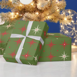 Vintage Weihnachtsstern und Ball Geschenkpapier