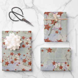 Vintage Weihnachtssterne Packpapier Blatt