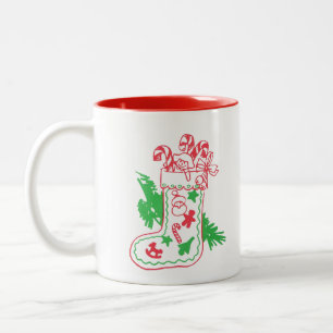 Vintage-Weihnachtsstrumpf Zweifarbige Tasse