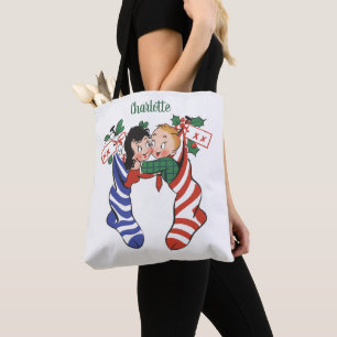 Vintage-Weihnachtsstrümpfe mit süßen Kindern