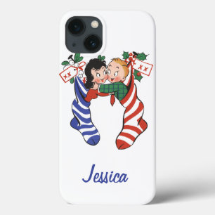 Vintage-Weihnachtsstrümpfe mit süßen Kindern Case-Mate iPhone Hülle