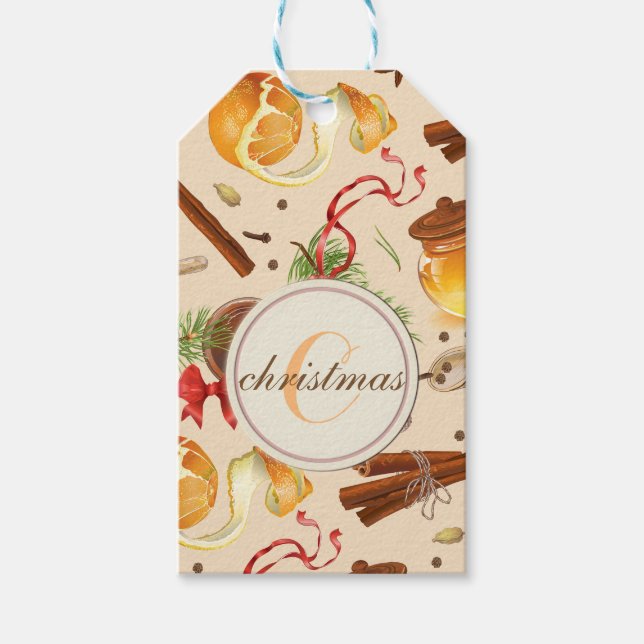 Vintage Weihnachtsszenarien Geschenkanhänger (Vorderseite)