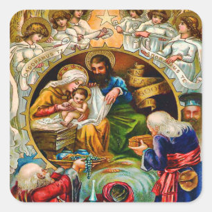 Vintage Weihnachtsszene Aufkleber