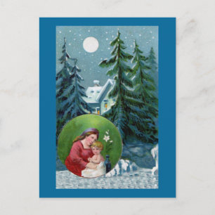 Vintage Weihnachtsszene Feiertagspostkarte