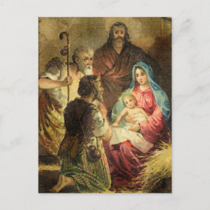 Vintage Weihnachtsszene mit dramatischer Beleuchtu Postkarte