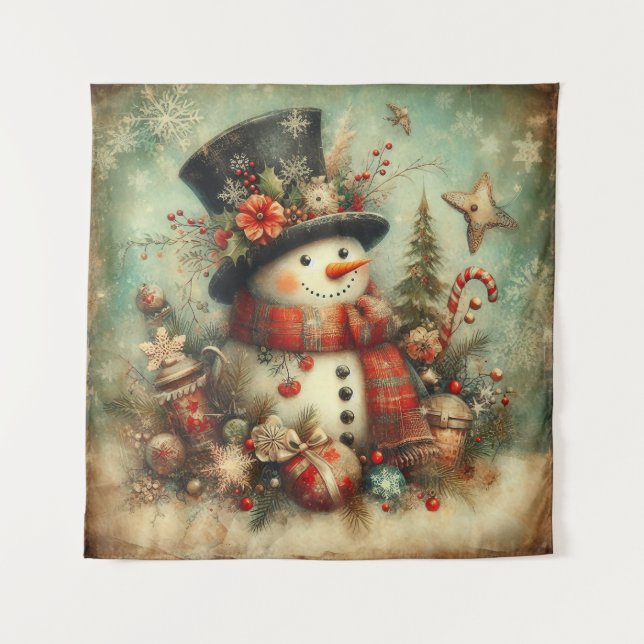 Vintage-Weihnachtsteppich Wandteppich (Vorderseite)