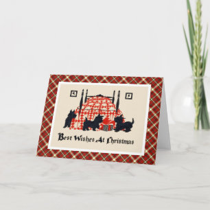 Vintage Weihnachtsterrier-Hunde Feiertagskarte