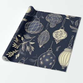 Vintage Weihnachtstheam Muster grau Geschenkpapier