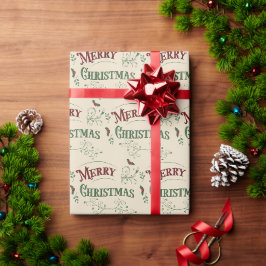 Vintage-Weihnachtstypografie Geschenkpapier