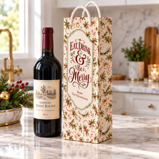 Vintage-Weihnachtsvögel Personalisierte Weinflasch Geschenktüte Für Weinflaschen