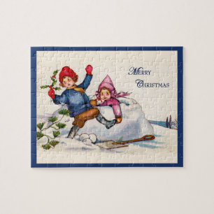 Vintage-Weihnachtswunsch-Puzzle Puzzle