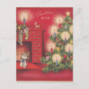 Vintage Weihnachtswunsch Wohnzimmer Feiertagspostkarte