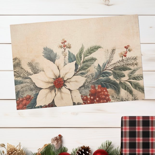 Vintage Weihnachtszeit mit Blumenbezug Seidenpapier (Von Creator hochgeladen)