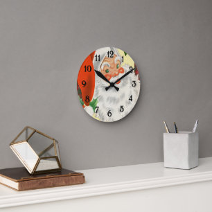 Vintage Weihnachtszeit Traditionelles Weihnachtsfe Runde Wanduhr